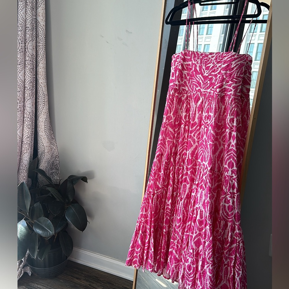 Elegant Pink Patterned Women's Dress